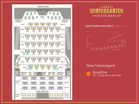 Saalplan AHOI - Swing, Dinner & Acrobatics im Wintergarten Varieté Berlin mit Ticket und Hotel